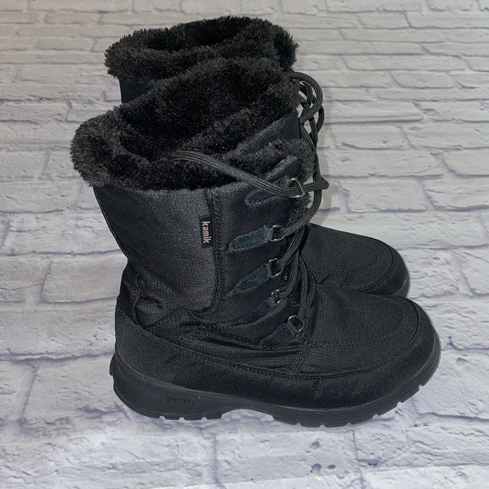 KAMIK Brooklyn Black Waterproof Winter Boots Lace Up Mid-Calf Women's Size 6